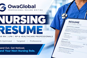 write an ats nursing resume for rn lpn np, medical, hospital