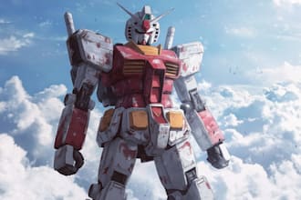 create a gundam robot art and illustration