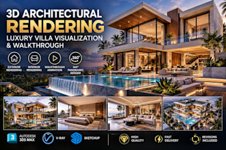 design 3d architectural rendering, visualization, luxury villa and walkthrough