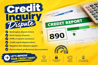 write dispute letters with cfpb complaint to improve score, inquiry dispute