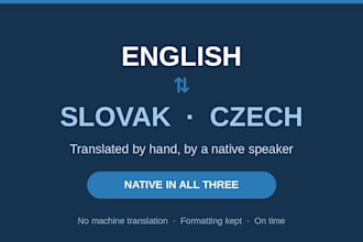 translate english to slovak or czech with native quality
