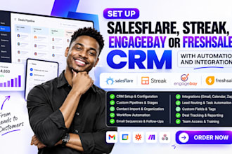 setup salesflare streak engagebay freshsales CRM with automation and integration