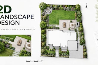 create a professional 2d landscape design, site plan and backyard layout