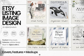 design etsy listing images and mockups for digital products