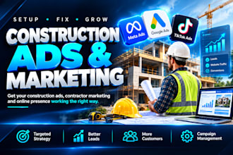 setup construction ads meta tiktok google ads contractor marketing promotion