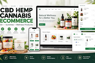 build cbd oil hemp, weed, cannabis ecommerce website, marijuna, tobacco website