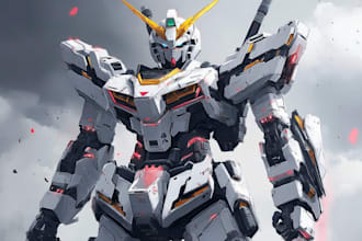 make a mecha robot gundam illustrations
