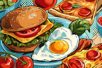 illustrate your food pop art illustration
