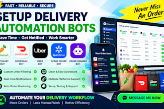 setup instacart bot, doordash bot, uber bot spark driver bot, order grabber bot