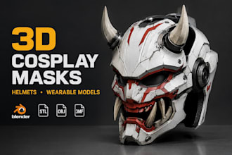 detailed 3d cosplay masks, helmets and wearable models