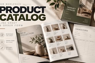 design a b2b wholesale product catalog, line sheet, and order form