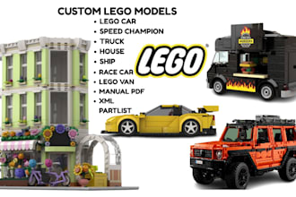 design 3d lego moc car, truck, ship, bricklink studio models with xml part list