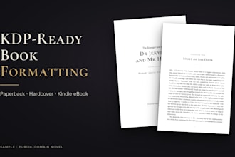 format your book for amazon KDP paperback, hardcover and kindle ebook