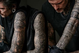 professional tattoo design black and white or color