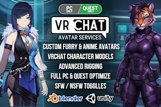 do custom vrchat avatar furry avatar vrchat character vrc avatar nsfw 3d model