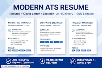create a professional modern cv, resume design and cover letter