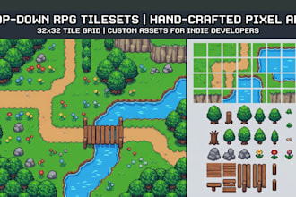 create custom pixel art tileset, tilemap, assets top down rpg game environment