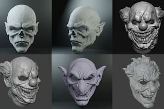 sculpt 3d mask, halloween mask, 3d cosplay mask, 3d cosplay helmet for printing