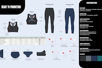 create a professional activewear tech pack