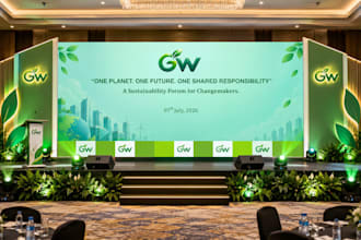 design a professional event backdrop for your corporate event