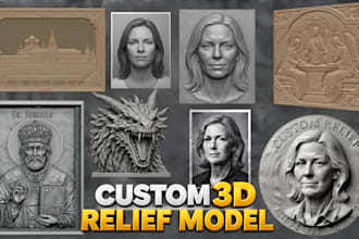 sculpt custom 3d bas relief from photo, coin medallion or plaque for cnc carving