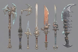 design creative concept art of weapons and items