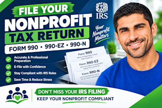 prepare and e file US nonprofit tax returns forms 990, 990 ez, and 990 n
