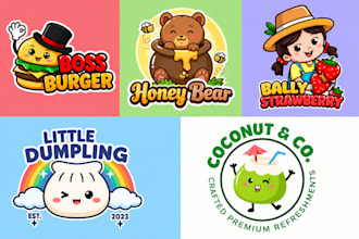 design cute cartoon, emoticon, sticker, kawaii, mascot design for your brand