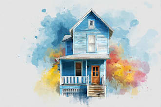 draw house illustration watercolor style