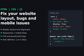 fix HTML, CSS and javascript issues on your website