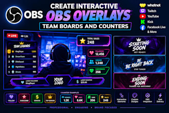 create interactive obs overlays, team boards and counters