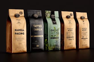 design coffee labels, packaging, and pouches