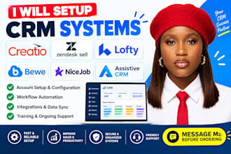 setup creatio CRM, zendesk sell, lofty, bewe, furious, agile and onepage CRM
