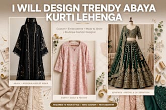 design modern abaya kurti lehenga fashion sketches