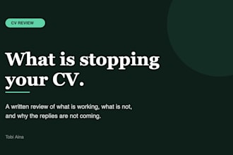 review your resume and CV and tell you what is stopping it
