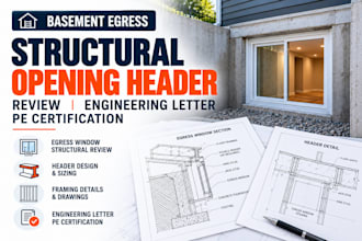 basement egress structural opening header review engineering letter pe certifica