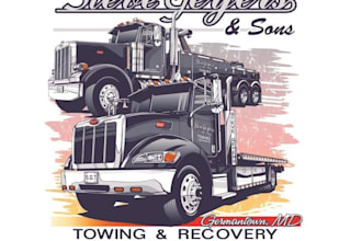 create a custom vintage towing truck logo and classic t shirt artwork