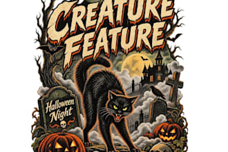 design a vintage halloween horror t shirt logo with creepy retro artwork