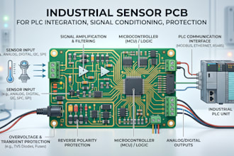 create industrial sensor pcb for plc integration, signal conditional, protection