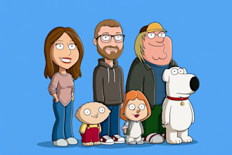 paint you as a awesome family guy cartoon character illustration