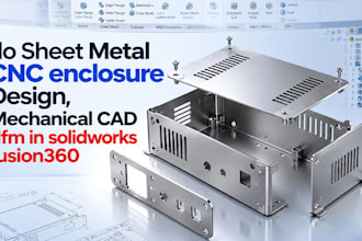 do sheet metal cnc enclosure design, mechanical cad dfm in solidworks fusion360