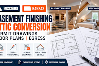 basement finishing attic conversion permit drawings floor plans egress kansas mi