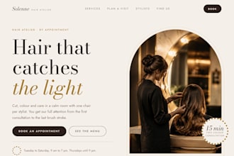 design an elegant salon and beauty website landing page