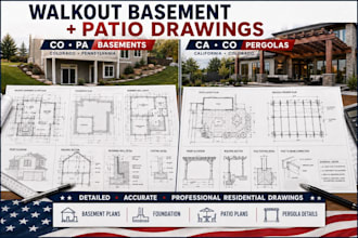 create colorado pa walkout basement and california co patio pergola drawings
