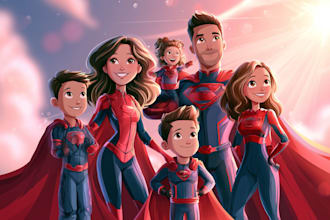 paint yourself a amazing family superhero portraits for you