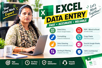do excel data entry, spreadsheet formatting and data cleanup