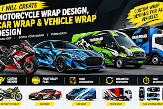 create motorcycle wrap design, car wrap and vehicle wrap design