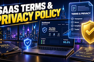 draft saas terms of service, privacy policy and saas agreement as your lawyer