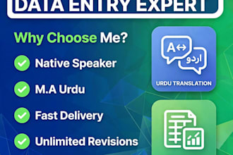 do urdu english translation and excel data entry