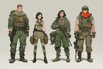 draw 2d game art military character design